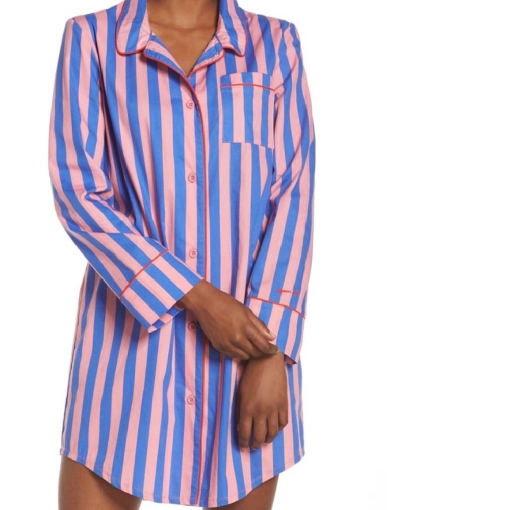 Ban.do Long Sleeve Striped Sleep Dress Shirt